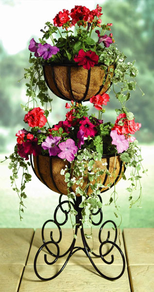 Heavy Duty Metal Garden Planter (Two Tier Urn)